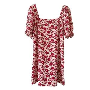 Draper James linen dress short balloon sleeves floral print